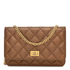 Metallic Calfskin Quilted 2.55 Reissue Wallet On Chain WOC Bronze