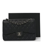 Caviar Quilted Jumbo Double Flap Black
