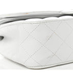 Caviar Quilted Medium Double Flap White