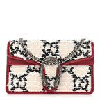 Tweed GG Monogram Super Mini Dionysus Shoulder Bag White Black Romantic Cherry