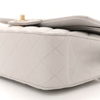 Caviar Quilted Medium Double Flap Light Grey