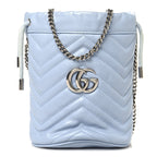 Calfskin Matelasse Mini GG Marmont 2.0 Bucket Bag Porcelain Light Blue