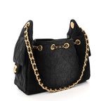 Washed Denim Quilted Mini Chanel 25 Handbag Black