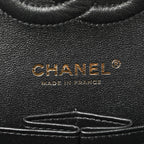 Iridescent Lambskin Quilted Medium Double Flap Black