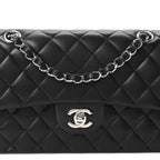 Lambskin Quilted Small Double Flap Black