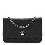 Caviar Quilted CC Turnlock Wallet On Chain WOC Black