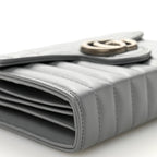 Calfskin Matelasse Aria GG Marmont Chain Wallet Deep Grey