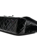 Patent Quilted Jumbo Double Flap Black