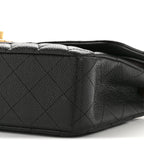 Caviar Quilted Medium Double Flap Black