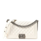 Caviar Quilted Medium Boy Flap White