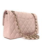 Lambskin Quilted Small Double Flap Light Pink