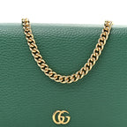 Dollar Calfskin Mini GG Marmont Chain Wallet Emerald Green Salvy Green