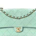 Suede Calfskin Small Souplissimo Maxi Flap Green