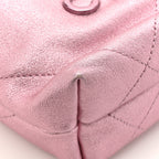 Metallic Lambskin Lacquered Monochrome Quilted Mini Chanel 22 Pink