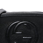 Pebbled Calfskin Small Soho Disco Bag Black