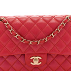 Iridescent Caviar Quilted Medium Double Flap Red