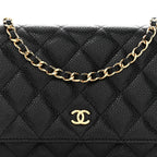 Caviar Quilted Wallet on Chain WOC Black