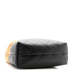Suede Calfskin Shiny Lambskin Quilted Coco Base Shopping Bag Beige Black