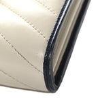 Vintage Effect Calfskin Matelasse Diagonal Torchon GG Marmont Chain Wallet Mystic White Blue Agata