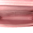 Iridescent Caviar Quilted Wallet on Chain WOC Rose Pink
