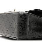 Caviar Quilted Medium Double Flap Black