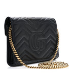 Calfskin Matelasse GG Marmont Chain Wallet Black