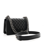Caviar Quilted Small Boy Flap Black