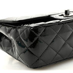 Patent Calfskin Quilted Mini Rectangular Flap So Black