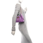 Suede Quilted Mini Chanel 25 Handbag Purple