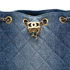 Washed Denim Quilted Mini Chanel 25 Handbag Blue