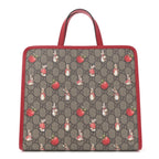 X Peter Rabbit GG Supreme Monogram Rabbit Apple Childrens Tote Beige Ebony Multicolor Bright Hibiscus