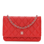 Caviar Quilted Wallet on Chain WOC Red