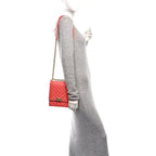 Calfskin Quilted North South Boy Flap Coral