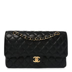 Caviar Quilted Medium Double Flap Black