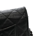 Crumpled Calfskin Quilted Wallet On Chain WOC So Black