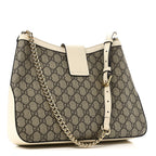 GG Supreme Monogram Moon Calfskin Medium Padlock Shoulder Bag Beige Ebony Mystic White