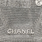 Crystal Embellished Metallic Lambskin Mini Chanel 22 Silver