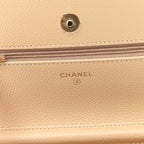 Caviar Quilted Wallet on Chain WOC Beige
