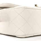 Caviar Quilted Medium Double Flap White