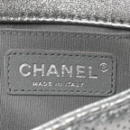 Metallic Lambskin Perforated Mini Rectangular Flap Silver