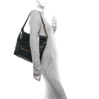Shiny Calfskin Quilted Small Chanel 22 Black
