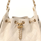 Caviar Quilted Mini Chanel 25 Handbag White