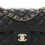 Lambskin Quilted Mini Rectangular Flap Black