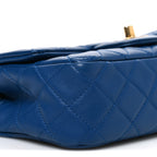 Lambskin Quilted Pearl Crush Mini Rectangular Flap Blue