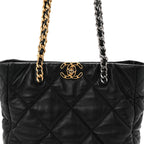 Lambskin Quilted Chanel 19 Shopping Bag Black