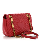 Calfskin Matelasse Small GG Marmont Shoulder Bag Hibiscus Red