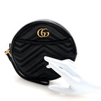 Calfskin Matelasse GG Marmont Round Wrist Wallet Black
