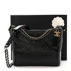 Aged Calfskin Quilted New Medium Gabrielle Hobo Black