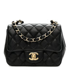 Lambskin Quilted Mini Square Flap Black