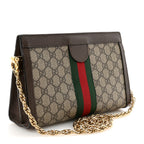 GG Supreme Monogram Web Small Ophidia Chain Shoulder Bag Brown